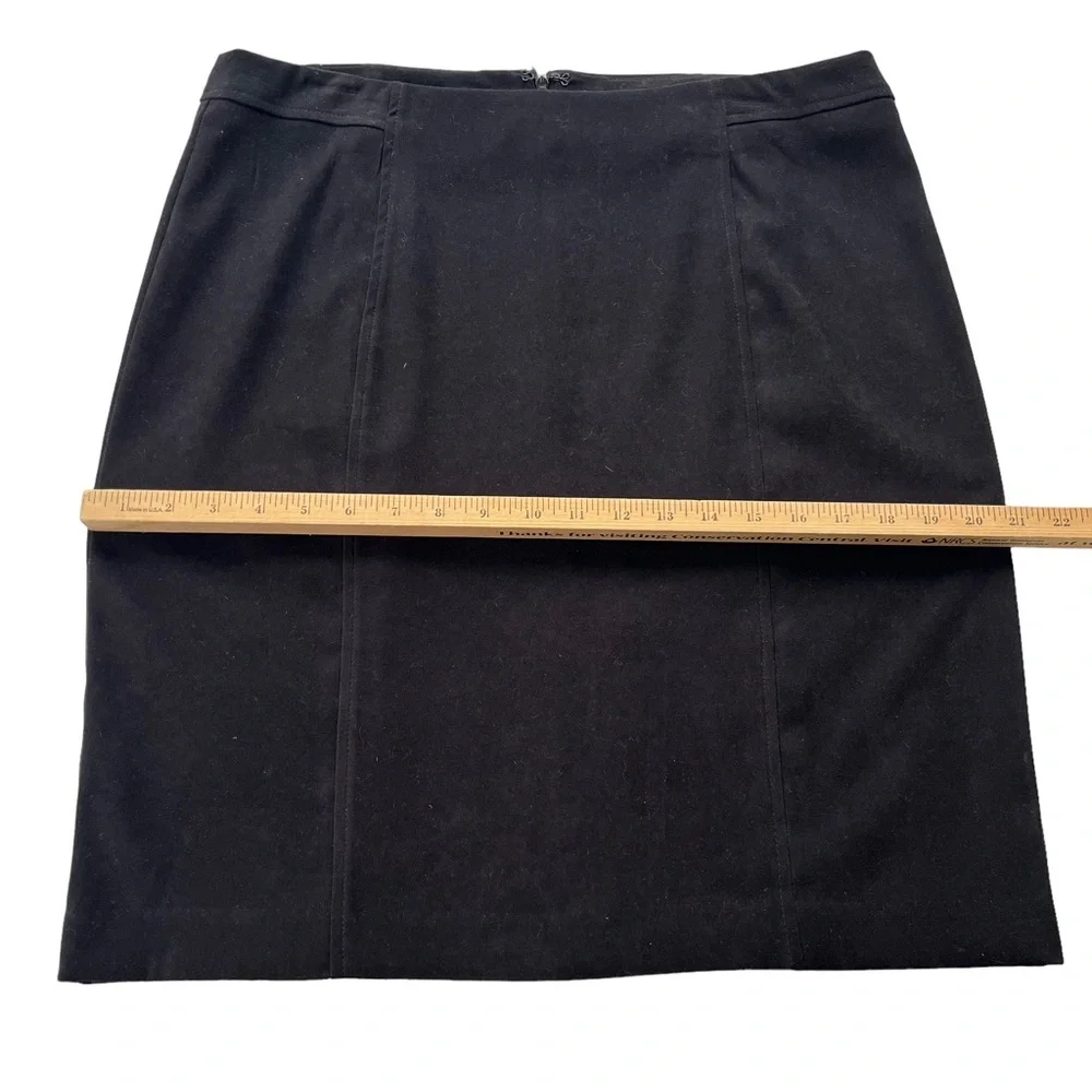 Laura Scott Womens Size 12 Black Suede Velvet Knee Length Polyester Pencil Skirt